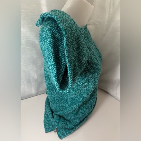 Talbots Size Petite M Turquoise Cable-Knit 100% Cotton Pullover Sweater - Picture 3 of 6